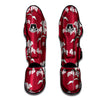 White Alstroemeria Red Print Pattern Muay Thai Shin Guards-grizzshop