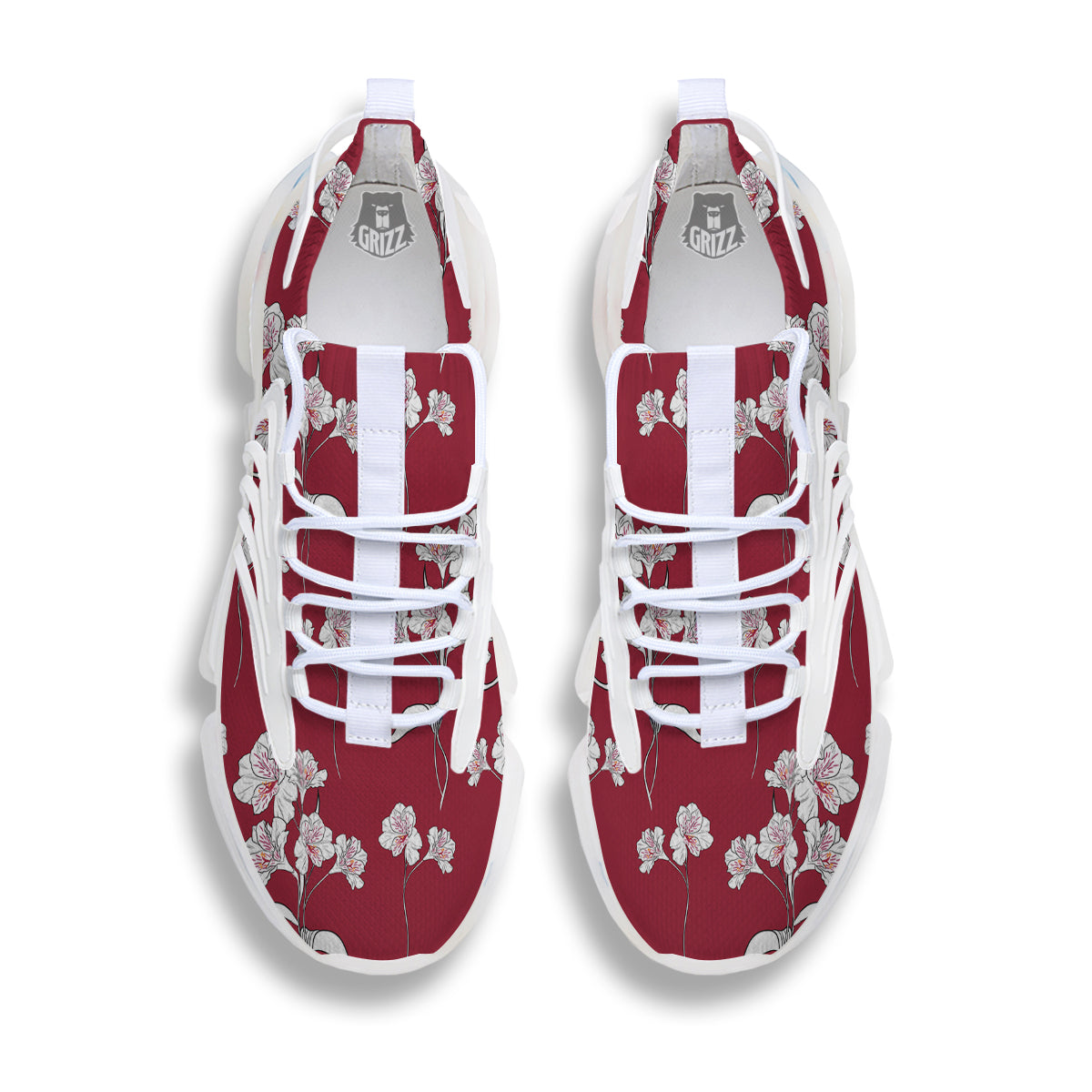 White Alstroemeria Red Print Pattern White Gym Shoes-grizzshop