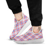 White American Plaid And Blue Red Print White Athletic Shoes-grizzshop