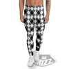 White And Black Argyle Print Pattern Men's Leggings-grizzshop