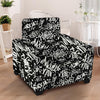 White And Black Graffiti Doodle Text Print Armchair Cover-grizzshop