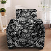 White And Black Graffiti Doodle Text Print Armchair Cover-grizzshop