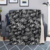 White And Black Graffiti Doodle Text Print Blanket-grizzshop