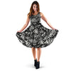 White And Black Graffiti Doodle Text Print Dress-grizzshop