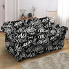 White And Black Graffiti Doodle Text Print Loveseat Cover-grizzshop