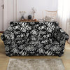 White And Black Graffiti Doodle Text Print Loveseat Cover-grizzshop