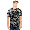 White And Black Graffiti Doodle Text Print Men T Shirt-grizzshop