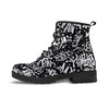 White And Black Graffiti Doodle Text Print Men's Boots-grizzshop