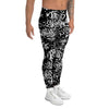 White And Black Graffiti Doodle Text Print Men's Leggings-grizzshop