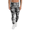 White And Black Graffiti Doodle Text Print Men's Leggings-grizzshop