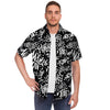 White And Black Graffiti Doodle Text Print Men's Short Sleeve Shirt-grizzshop