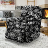 White And Black Graffiti Doodle Text Print Recliner Cover-grizzshop