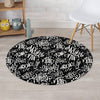 White And Black Graffiti Doodle Text Print Round Rug-grizzshop
