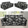 White And Black Graffiti Doodle Text Print Sofa Cover-grizzshop