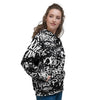 White And Black Graffiti Doodle Text Print Women's Hoodie-grizzshop