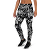 White And Black Graffiti Doodle Text Print Women's Joggers-grizzshop