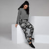 White And Black Graffiti Doodle Text Print Women's Joggers-grizzshop