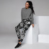 White And Black Graffiti Doodle Text Print Women's Joggers-grizzshop