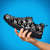 White And Black Graffiti Doodle Text Print Women's Sneakers-grizzshop