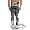 White And Black Maya Calendar Print Men's Leggings-grizzshop