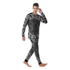 White And Black Maya Calendar Print Men's Pajamas-grizzshop