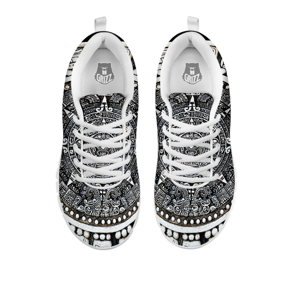 White And Black Maya Calendar Print White Sneaker-grizzshop