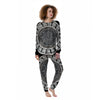 White And Black Maya Calendar Print Women's Pajamas-grizzshop