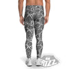 White And Black Paisley Print Pattern Men's Leggings-grizzshop