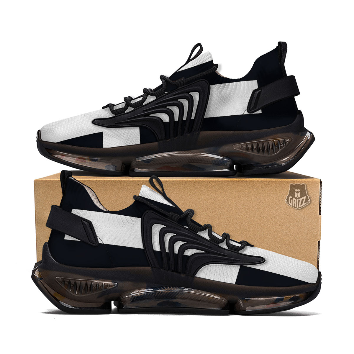 White And Black Pisces Sign Print Black Gym Shoes-grizzshop
