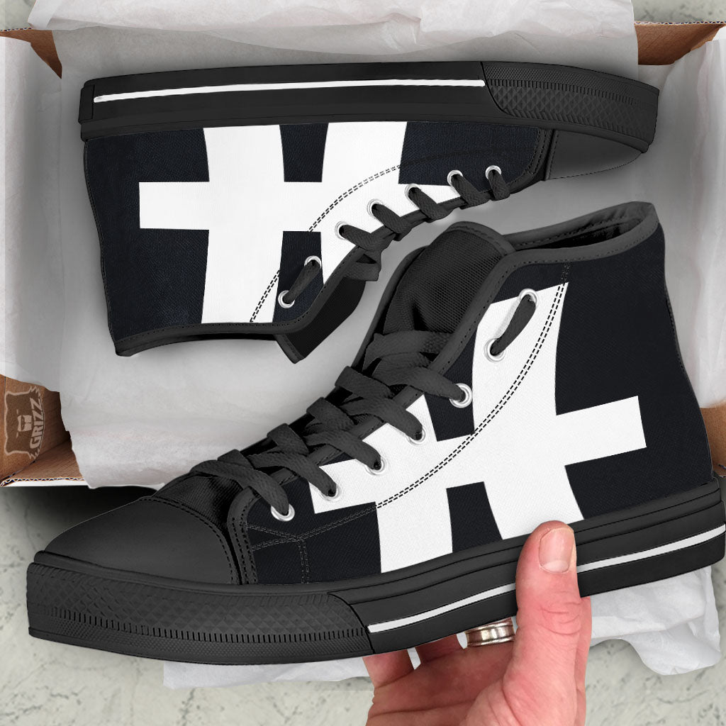 White And Black Pisces Sign Print Black High Top Shoes-grizzshop