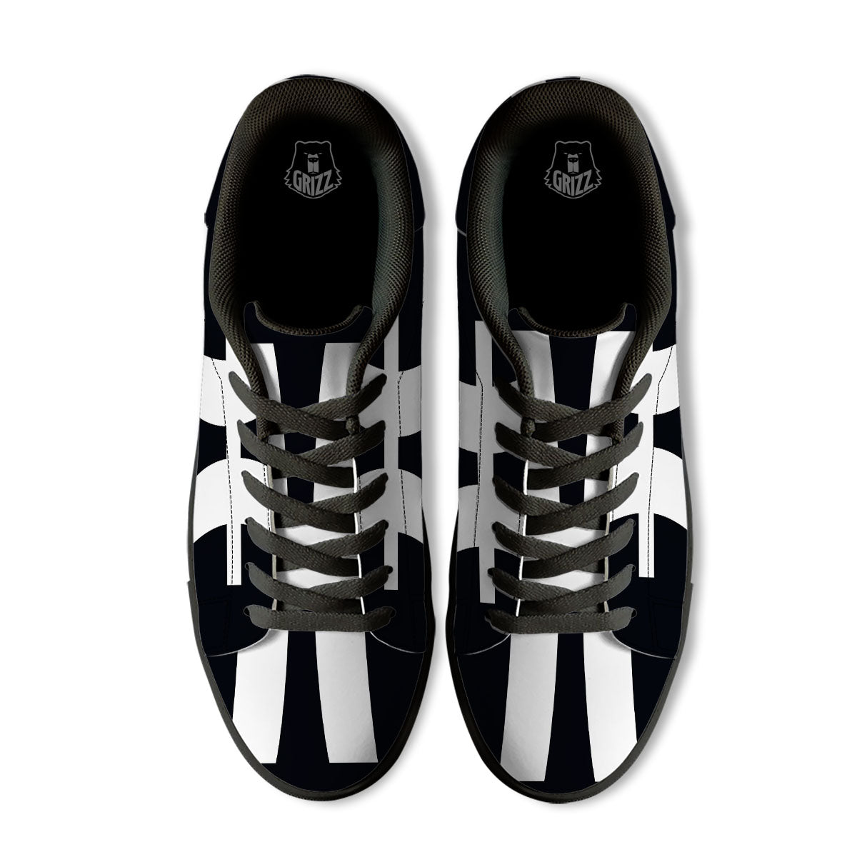 White And Black Pisces Sign Print Black Low Top Sneakers-grizzshop
