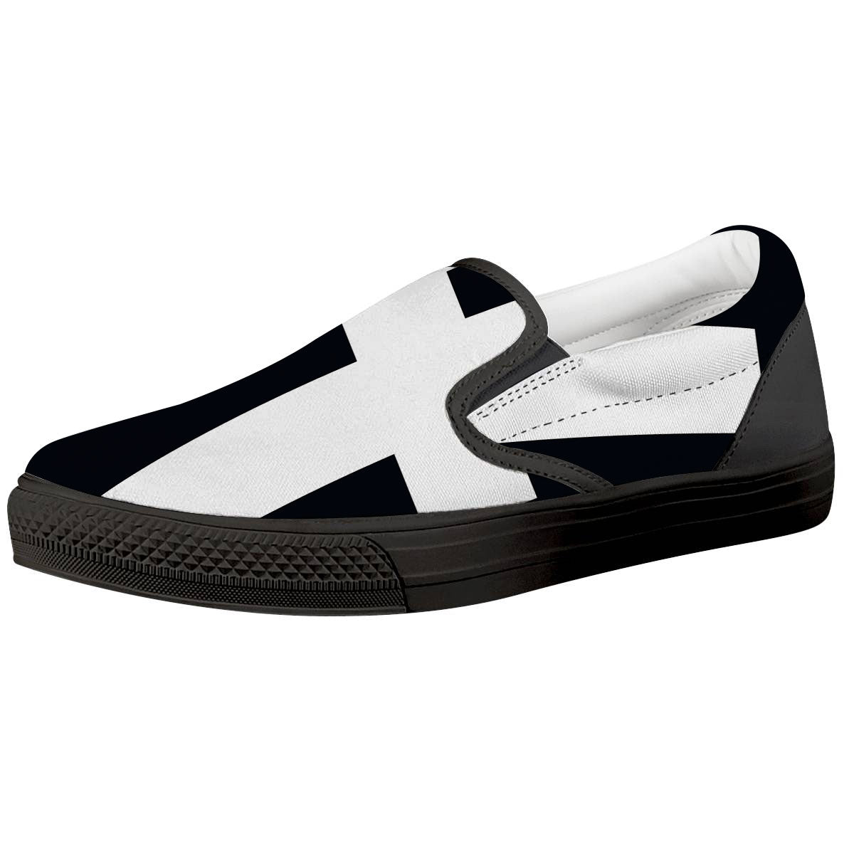 White And Black Pisces Sign Print Black Slip On Shoes-grizzshop