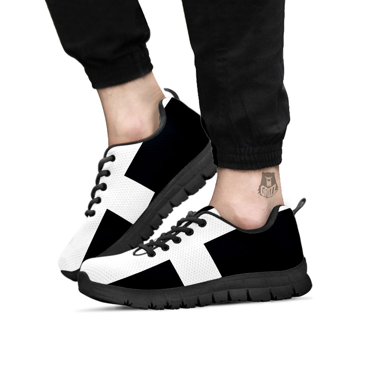 White And Black Pisces Sign Print Black Sneaker-grizzshop