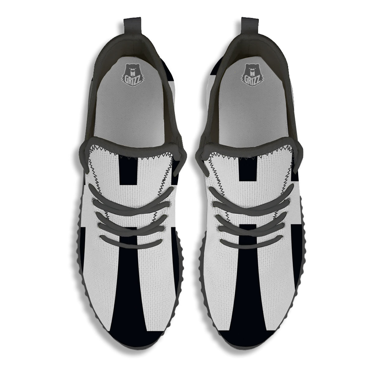 White And Black Pisces Sign Print Black Walking Shoes-grizzshop