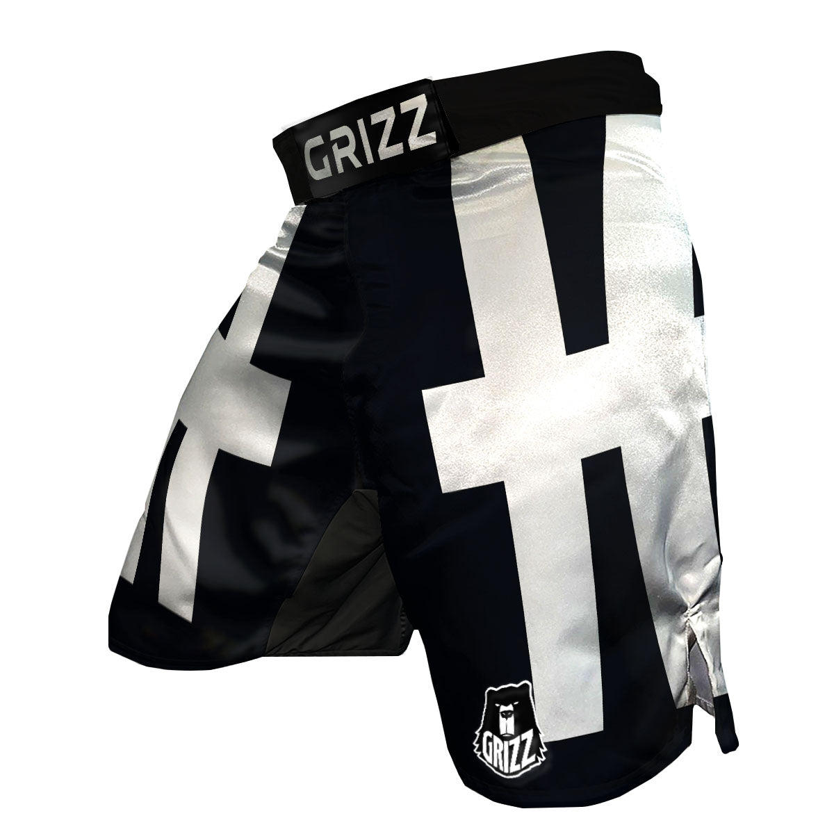 White And Black Pisces Sign Print MMA Shorts-grizzshop