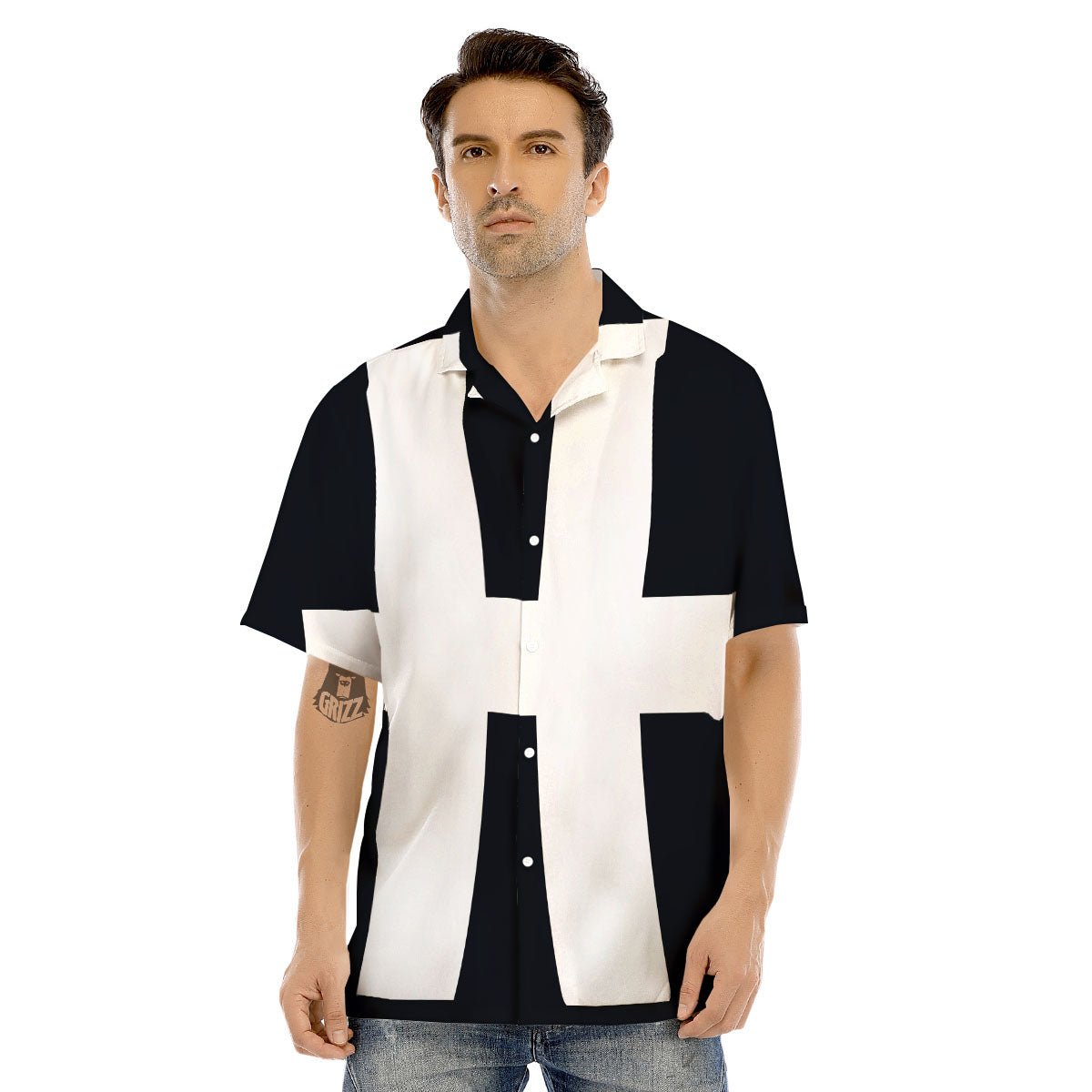 White And Black Pisces Sign Print Men's Hawaiian Shirt-grizzshop