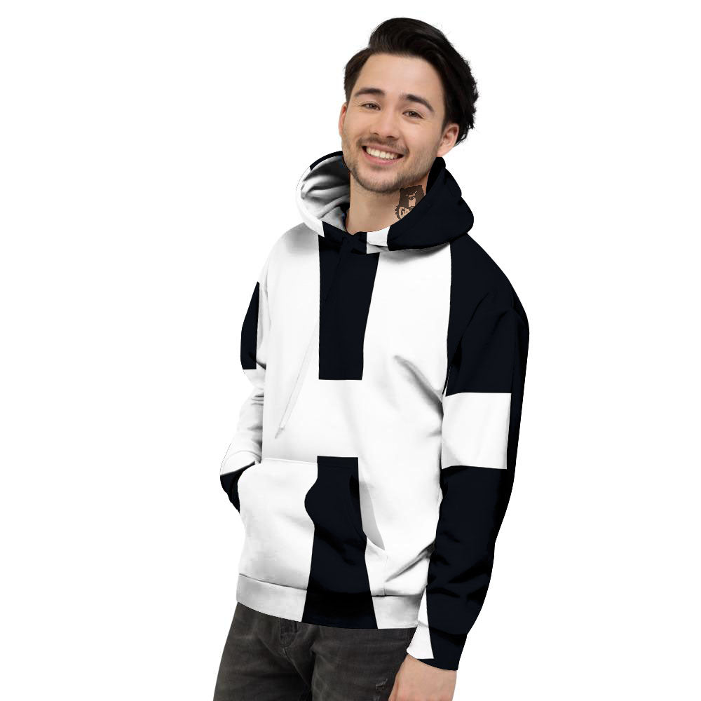 White And Black Pisces Sign Print Men's Hoodie-grizzshop