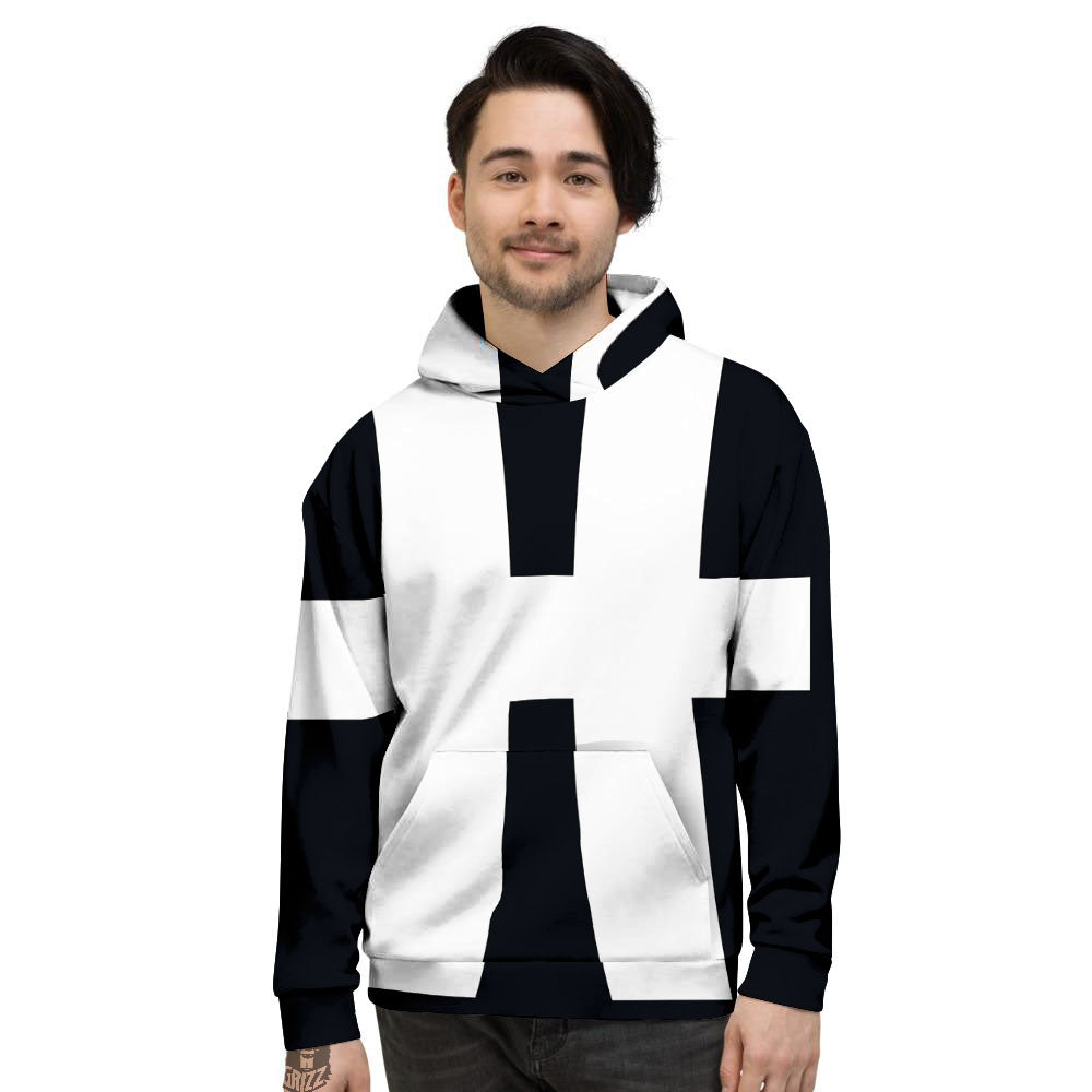 White And Black Pisces Sign Print Men's Hoodie-grizzshop