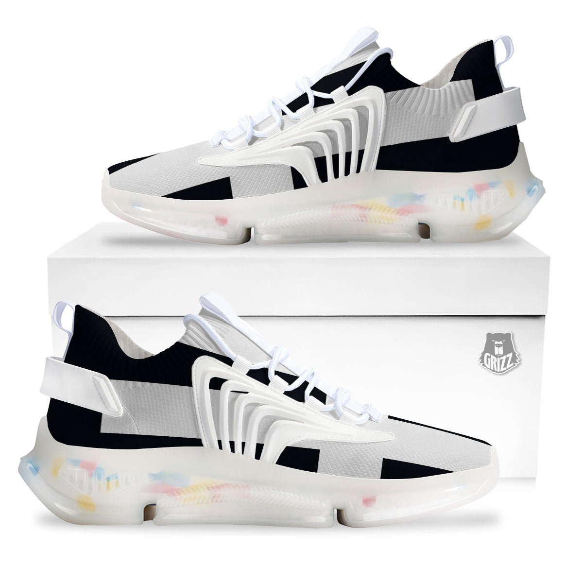 White And Black Pisces Sign Print White Gym Shoes-grizzshop