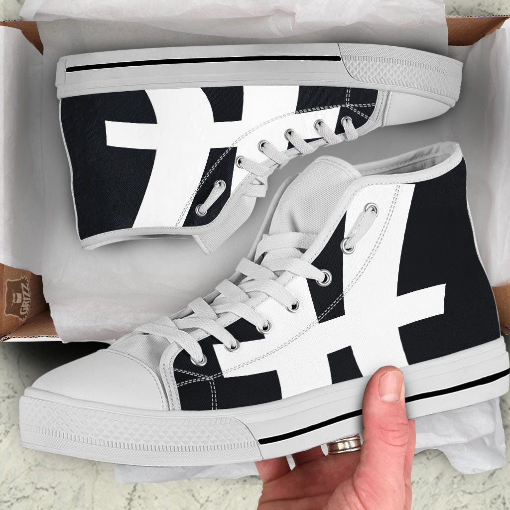 White And Black Pisces Sign Print White High Top Shoes-grizzshop
