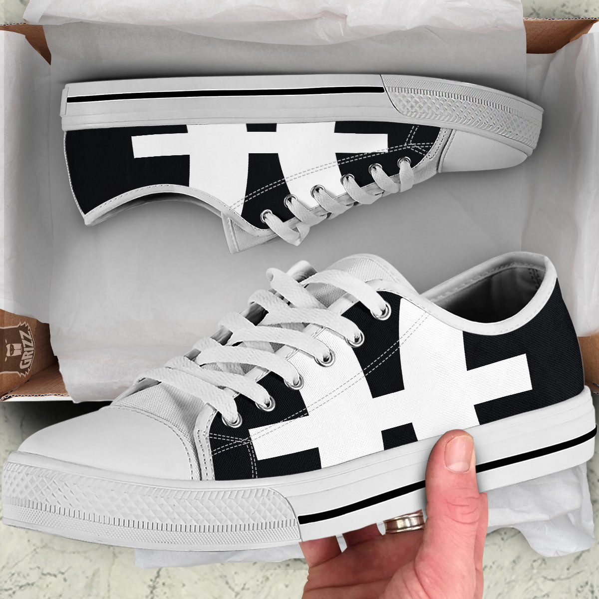 White And Black Pisces Sign Print White Low Top Shoes-grizzshop