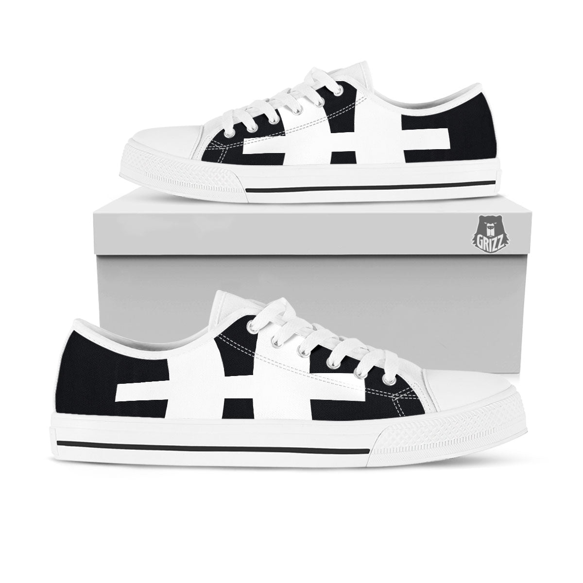 White And Black Pisces Sign Print White Low Top Shoes-grizzshop