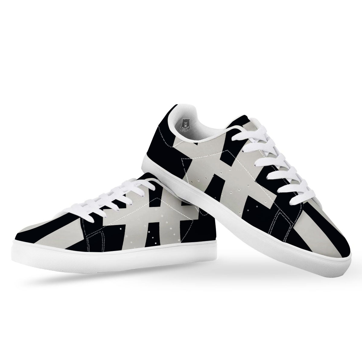 White And Black Pisces Sign Print White Low Top Sneakers-grizzshop