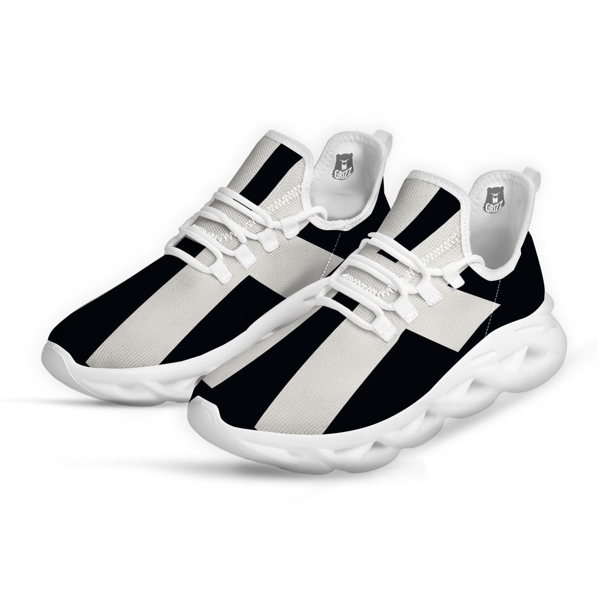 White And Black Pisces Sign Print White Running Shoes-grizzshop