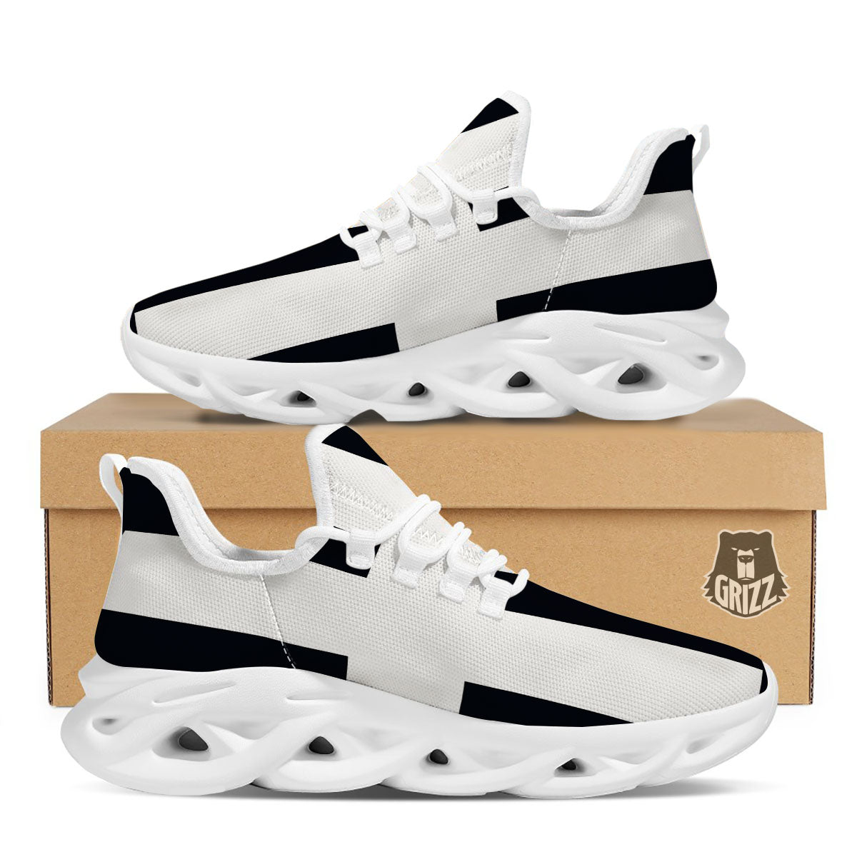 White And Black Pisces Sign Print White Running Shoes-grizzshop
