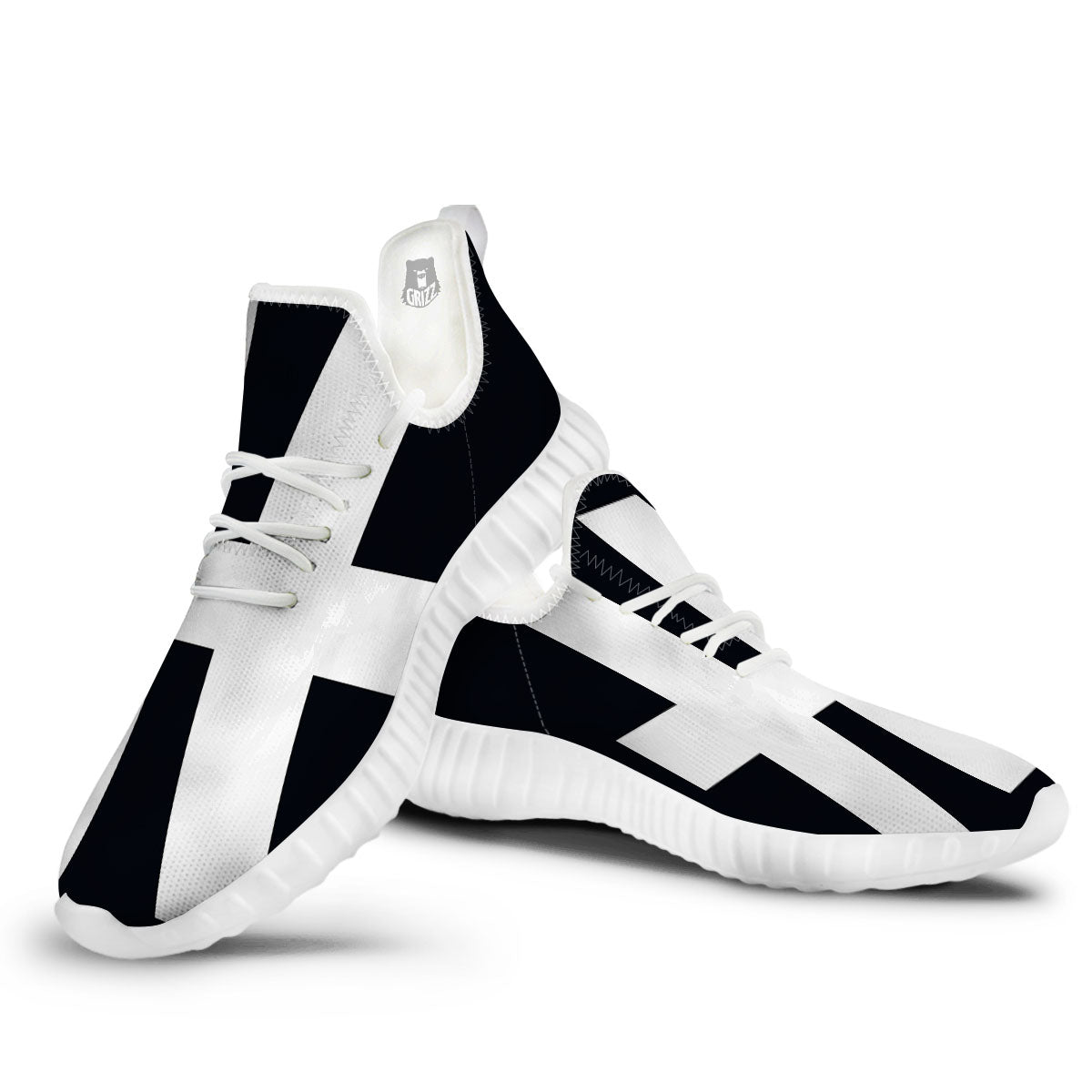 White And Black Pisces Sign Print White Walking Shoes-grizzshop