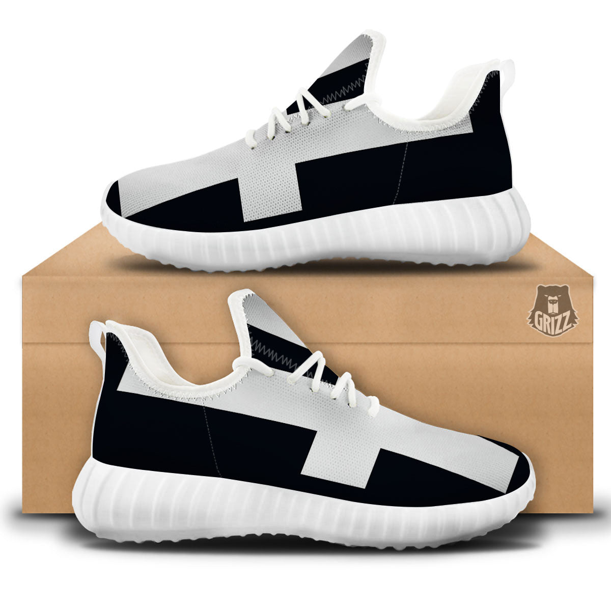 White And Black Pisces Sign Print White Walking Shoes-grizzshop