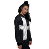 White And Black Pisces Sign Print Women's Bomber Jacket-grizzshop