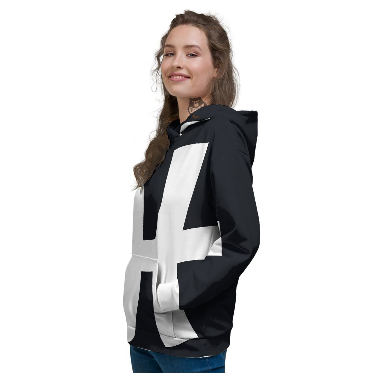 White And Black Pisces Sign Print Women's Hoodie-grizzshop