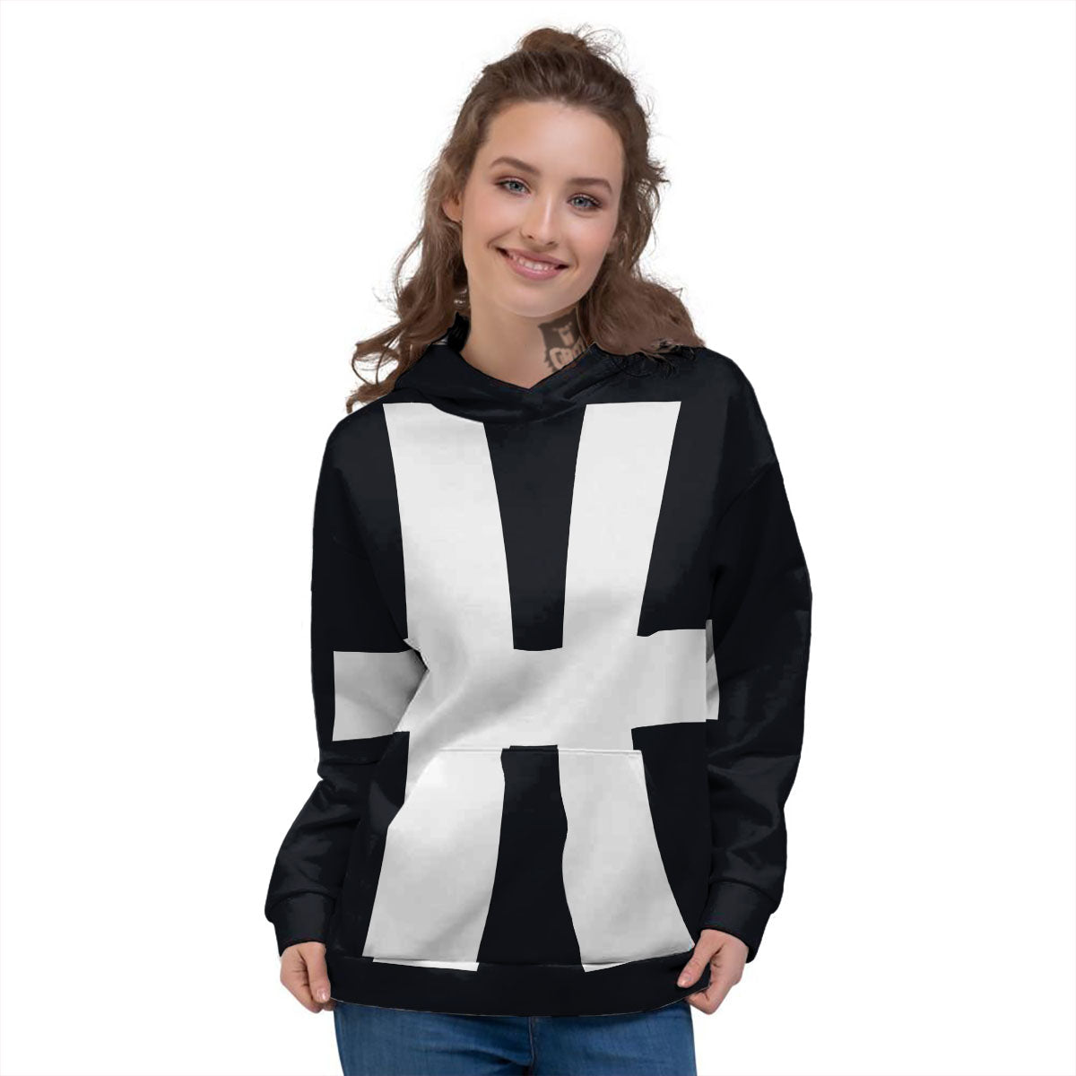 White And Black Pisces Sign Print Women's Hoodie-grizzshop
